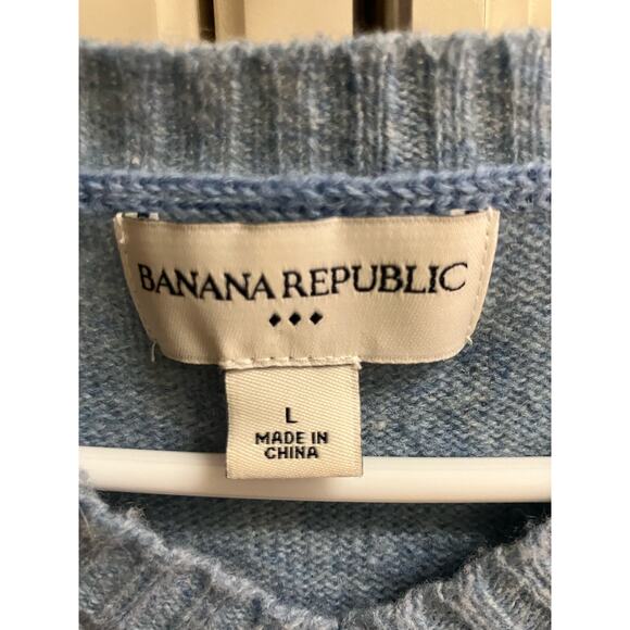 Banana Republic Mens Large, 100% Lambswool Sweater Blue, V-Neck, Preppy, Warm - Picture 3 of 8